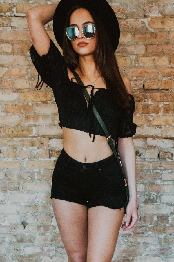 Black Distressed Denim Shorts