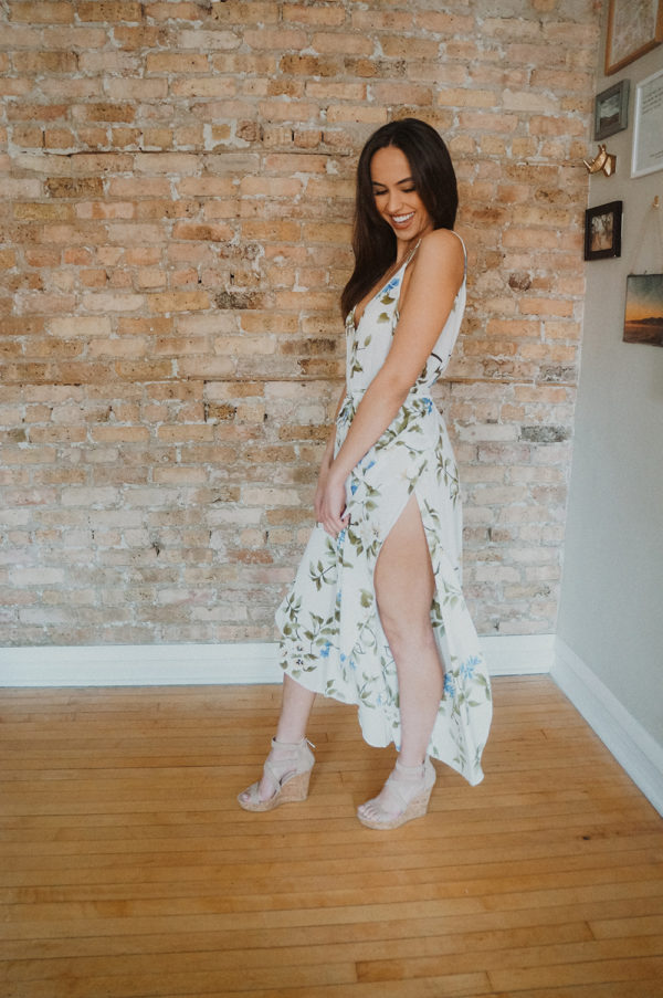 Leg Slit Floral Jumpsuit