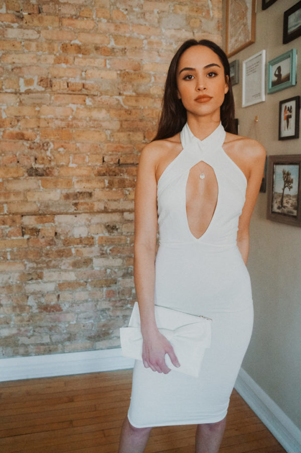 White Cut-Out Bodycon Dress