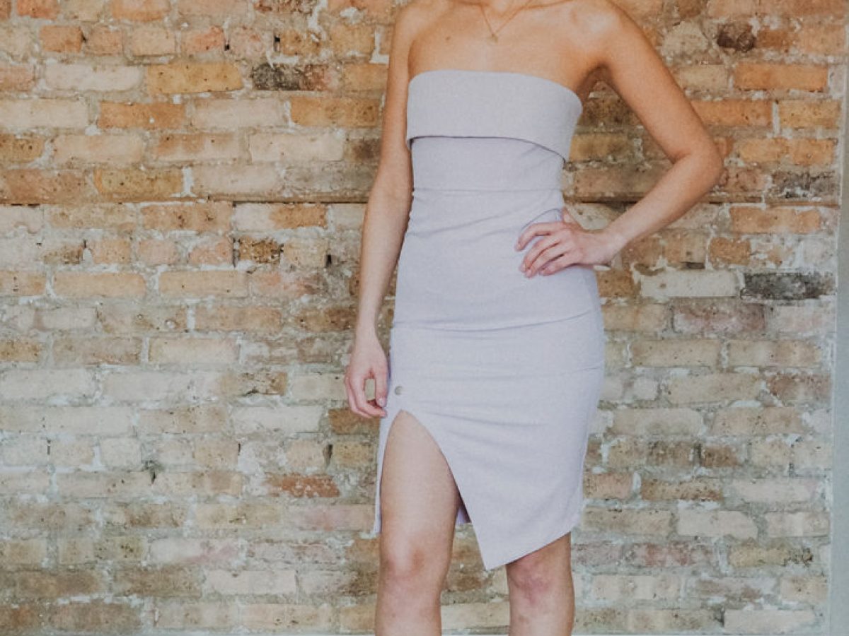 strapless open back dress Ania Purple Beaded Bandage Dress – ELVIOLLY COUTURE main image 0