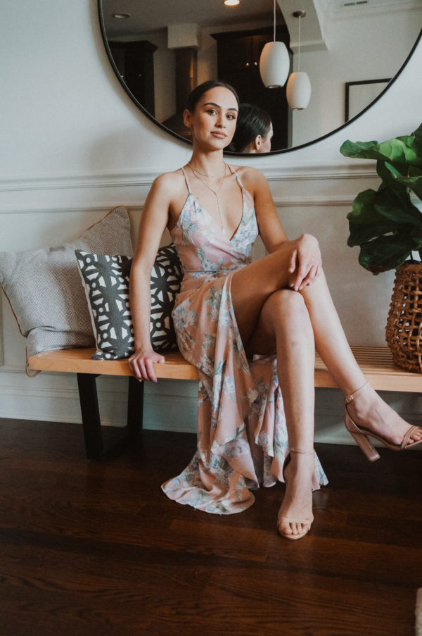 Floral High-Low Ruffle Maxi Dress