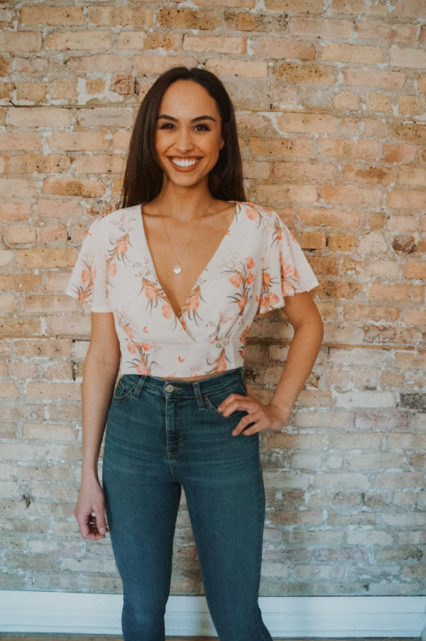 Crop Top Short Sleeve Floral Blouse