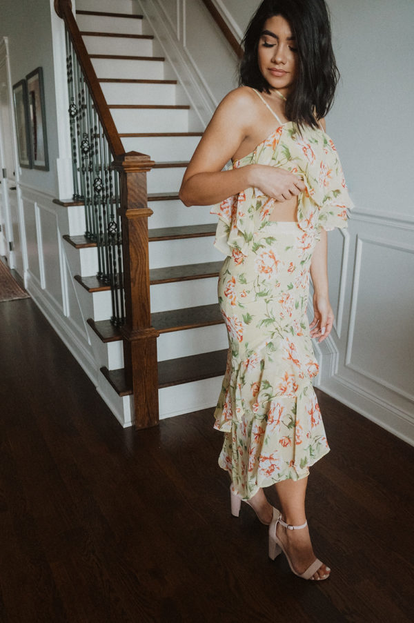 High-Low Hem Floral Skirt