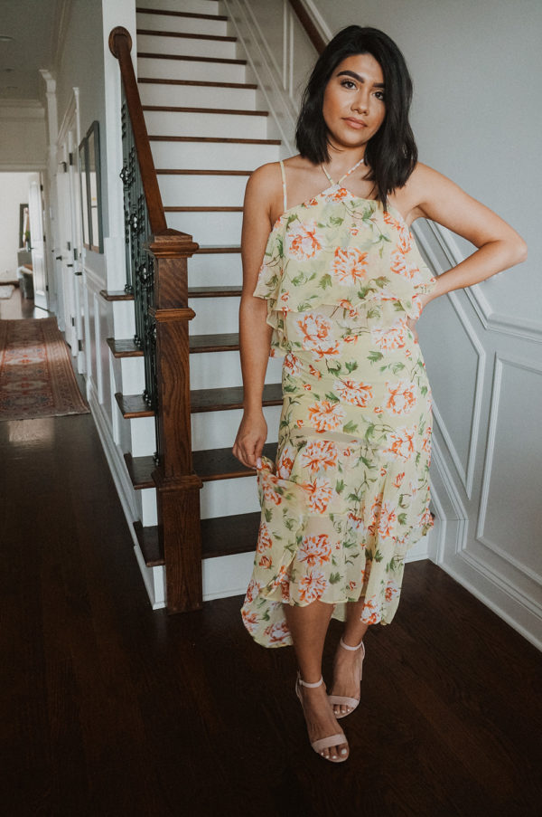 Yellow Floral Ruffled Top