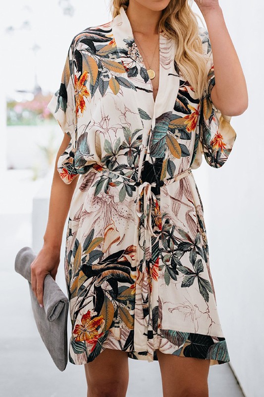 Tropical Pattern Kimono Dress