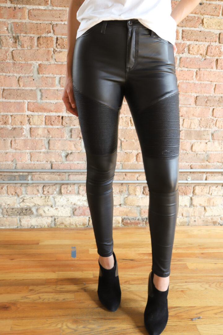 One Way Or Another- Faux Leather Skinny Moto Pants - Minit Fashion
