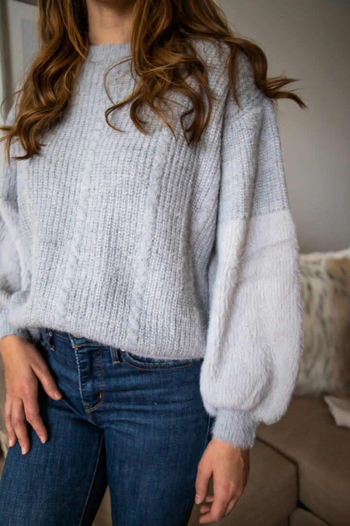 Warm Feelings- 3/4 Balloon Sleeve Sweater - Minit Fashion