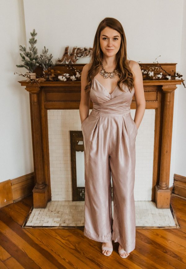 Pinstripe Mocha Jumpsuit