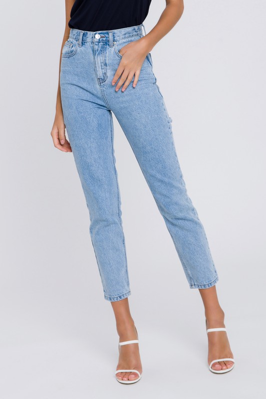 City Escape -Premium High Waist Slim Boyfriend Jeans - Minit Fashion