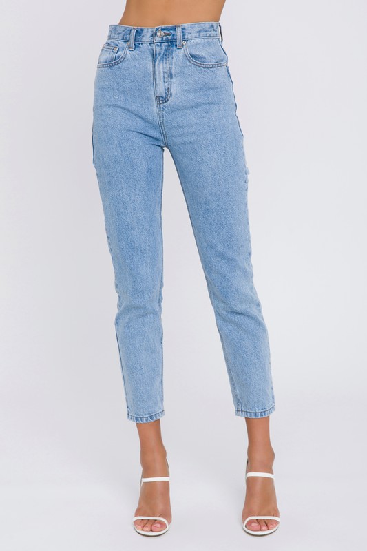 City Escape -Premium High Waist Slim Boyfriend Jeans - Minit Fashion