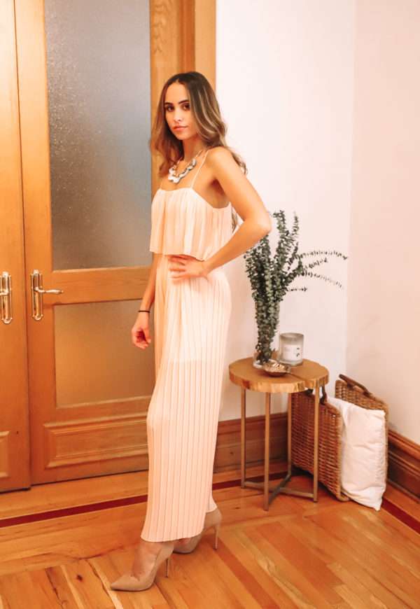 Bridesmaid's Guide to Rehearsal Dinner Light Pink Dressy Pleated Jumpsuit, 