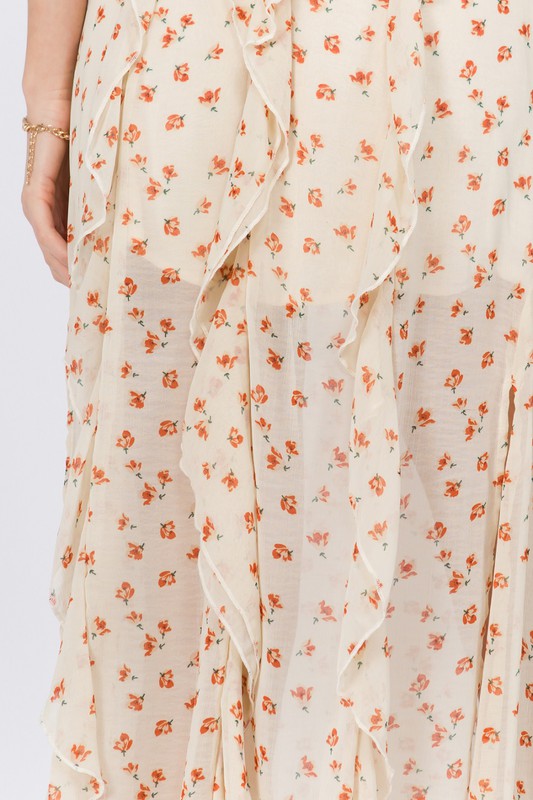 Floral Ruffled Maxi Dress - Minit Fashion