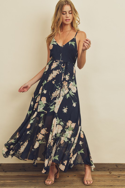 Guide to Fall Weddings: Floral Flared Hem Maxi Dress