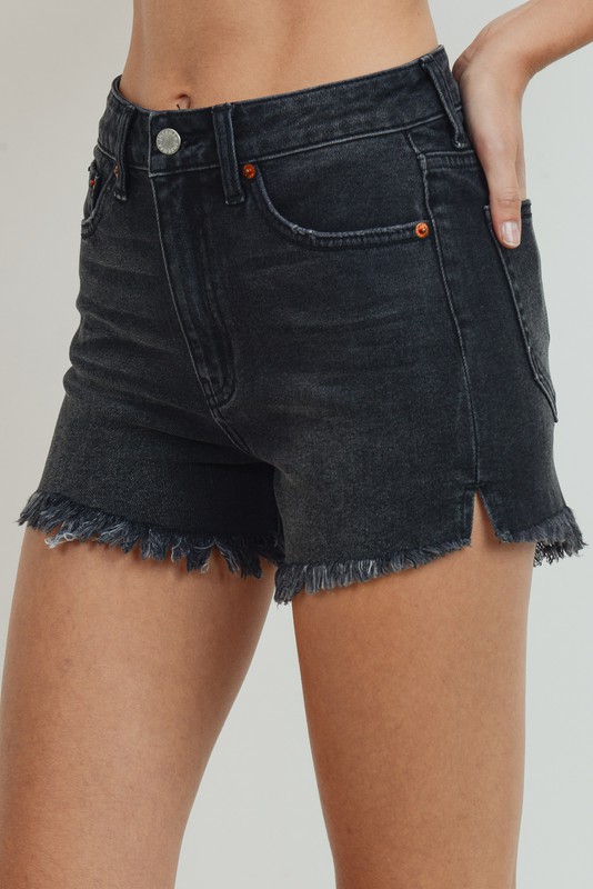 Black High-Rise Cutoff Shorts - Minit Fashion