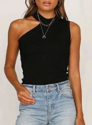 Cutout Top With A Mock Neck in Black