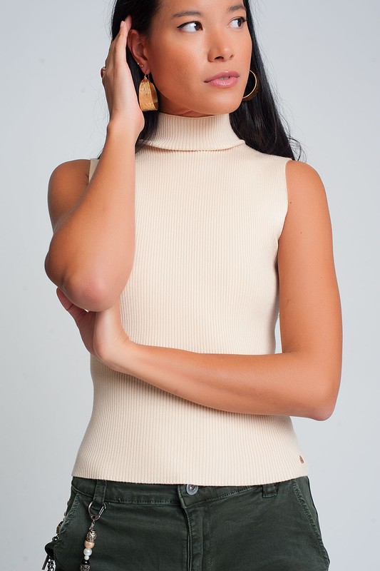 High Neck Sleeveless Sweater