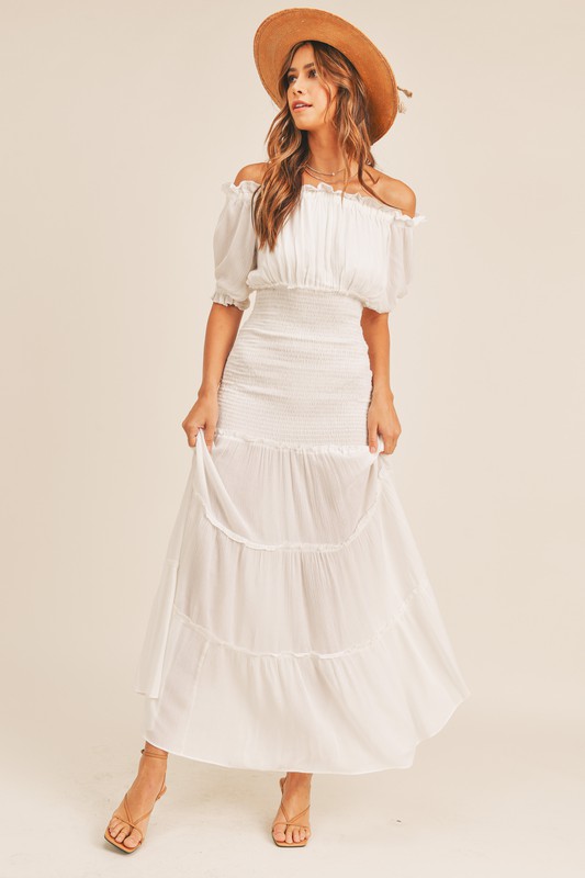 BOHO Off Shoulder Gauze Maxi