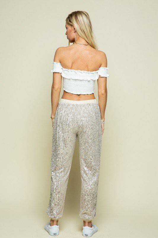 Promenade Sequin Joggers  Thalé Blanc – Thale Blanc