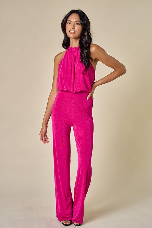 Halter Open Back Jumpsuit - Minit Fashion