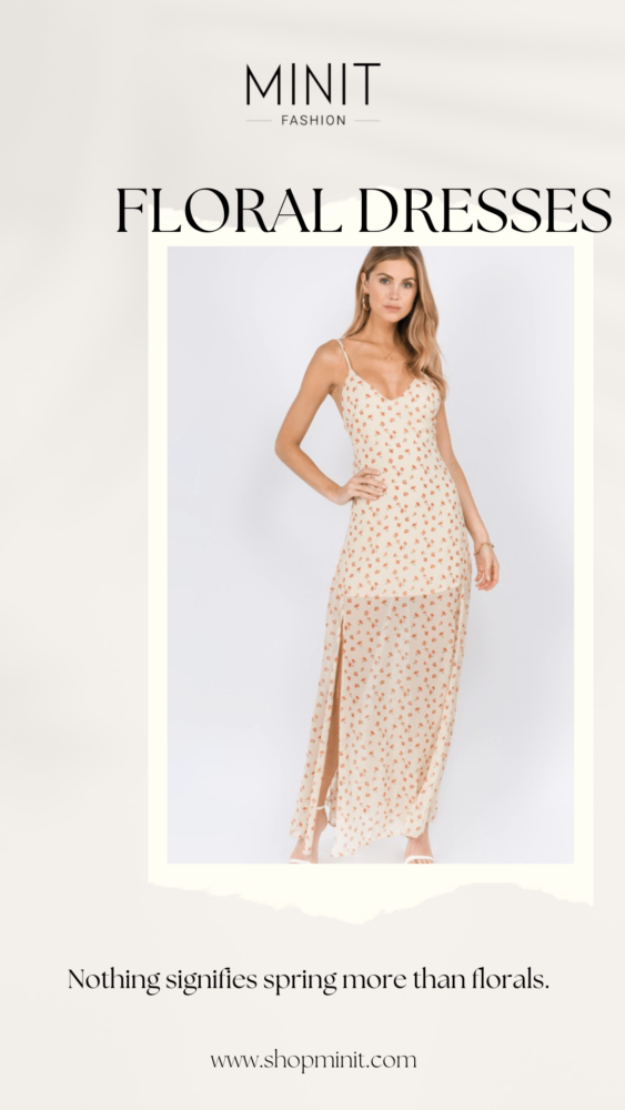 Yellow floral maxi with a ruffled back and side slits