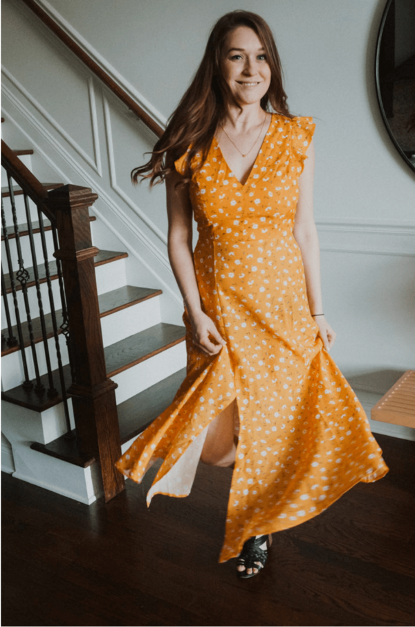 What to wear to easter: Yellow floral maxi with white flowers