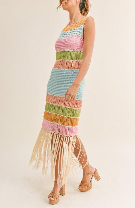 Barbie Approved Summer Outfits, Multi Color Crochet Maxi Dress
