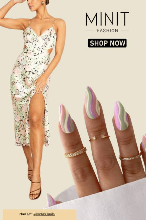 Sizzling Nails of Summer 2023, colorful pastel line nails