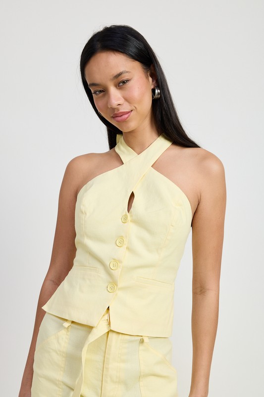 Halter Neck Button-Up Top