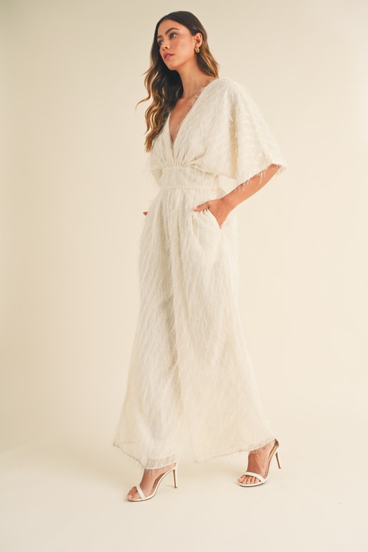 Cream bridal jumpsuit for summer