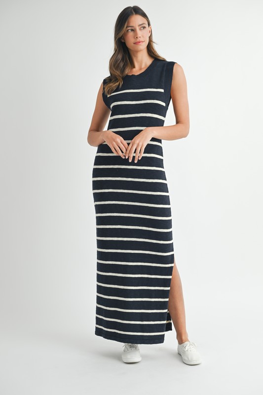 Sleeveless Stripe Maxi Dress