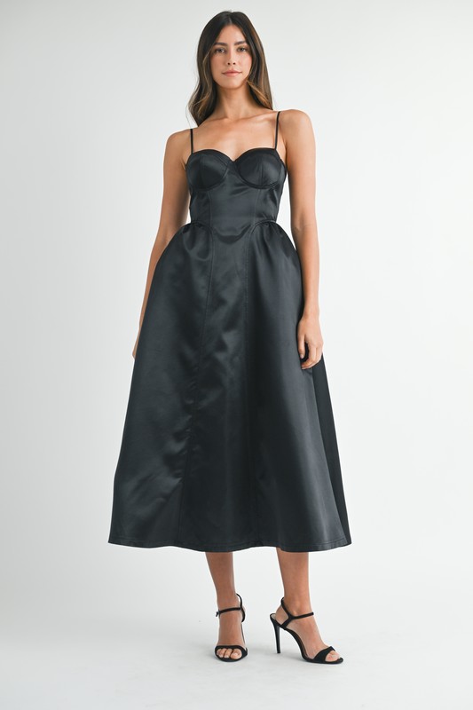 Taffeta Bustier Midi Dress