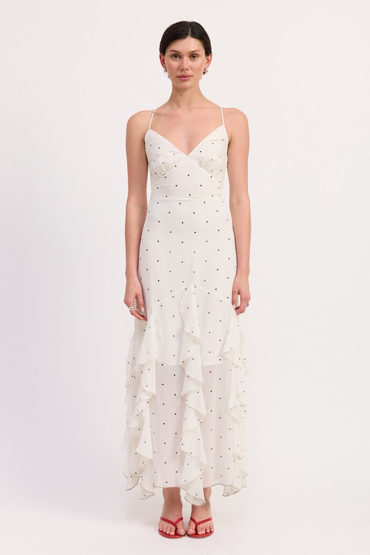 White ruffle maxi dress