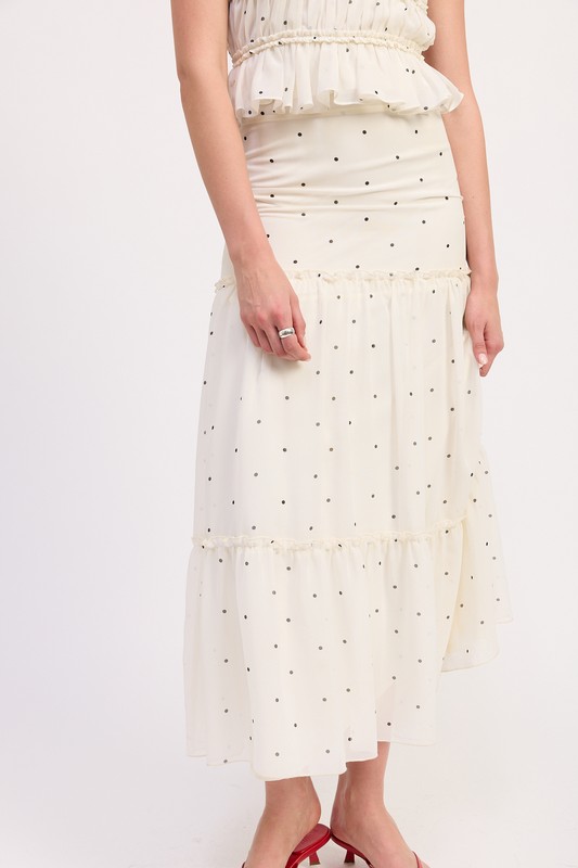 white polka dot skirt