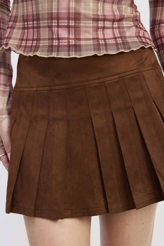 Cognac Faux Suede Skirt