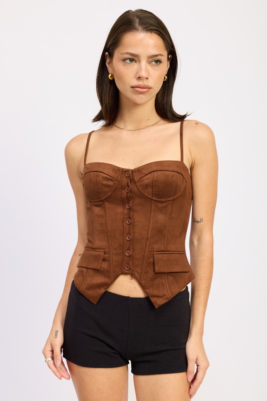 Chocolate Suede Corset Top