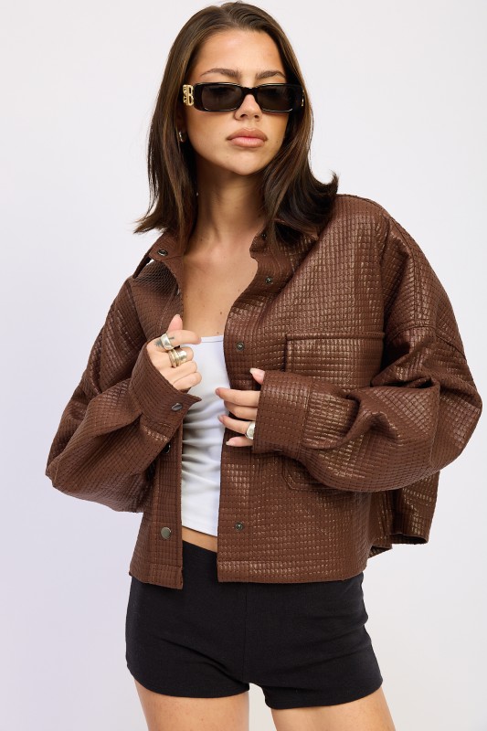 Cocoa Textured Oversized Jacket