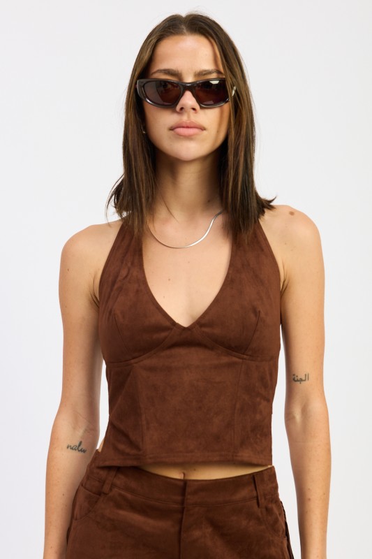 Cocoa Faux Suede Top