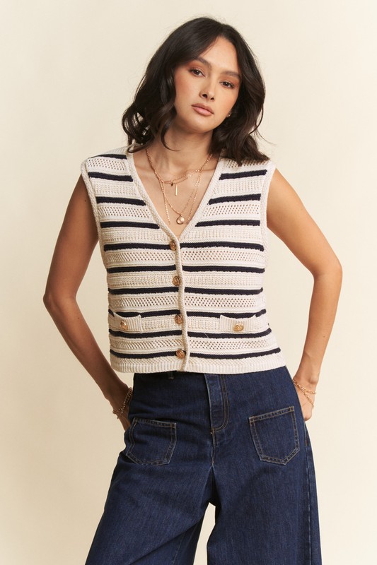 Striped Sleeveless Sweater Vest