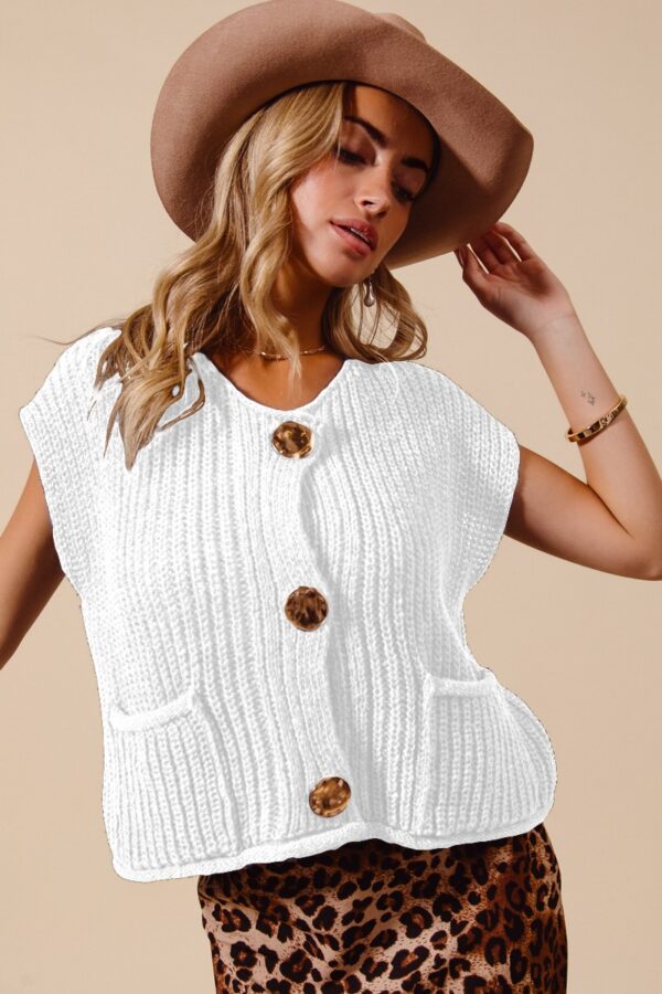 Metal Button Sweater Vest