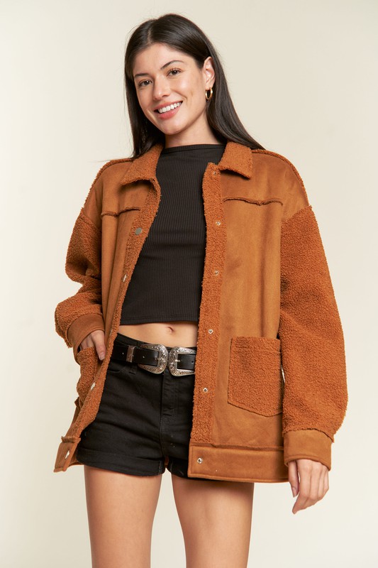 Camel Faux Suede Jacket