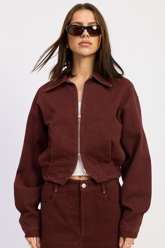 Burgundy Oversized Bomber Jacket