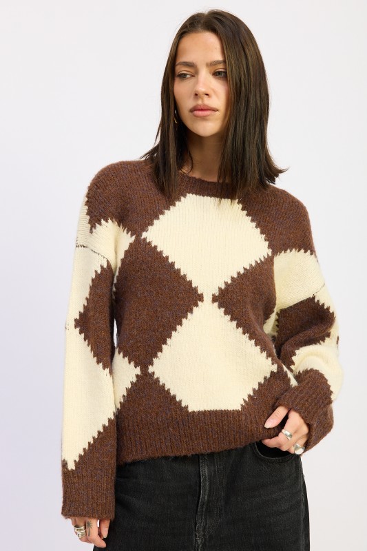 Oversized Argyle Fall Sweater