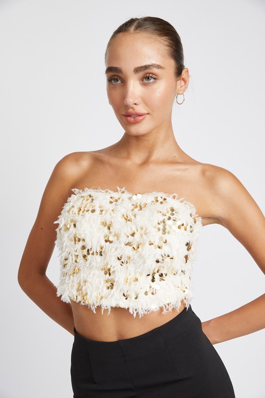 Ivory feather tube top