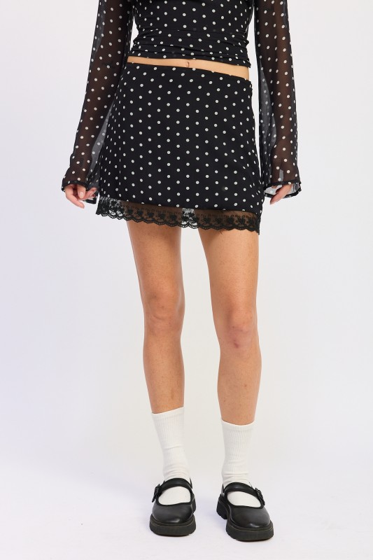 Polkadot Lace Hem Skirt