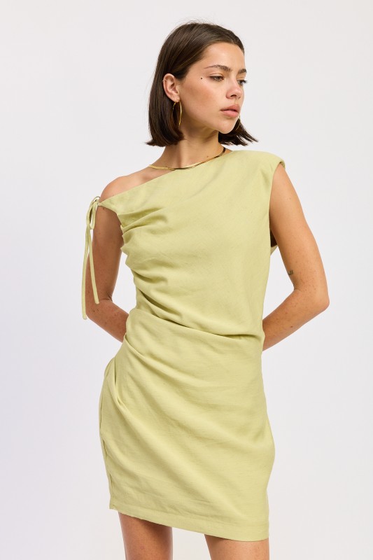 Lime Asymmetrical Mini Dress