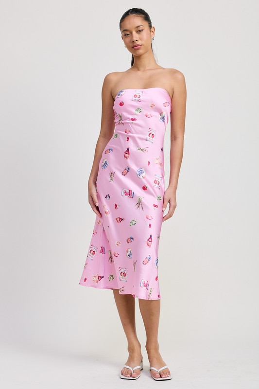 Pink Satin Tube Midi