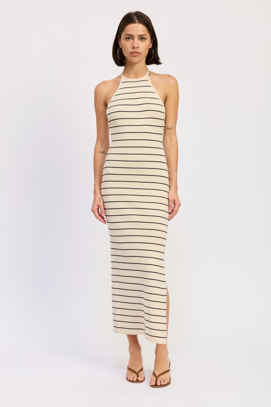 Striped Open Back Midi