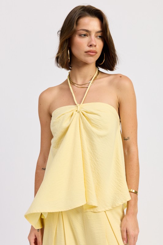 Yellow Linen Halter Tank