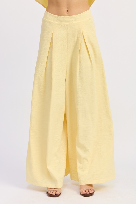 Yellow Linen Wide Pants