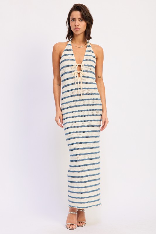  Stripe Deep V Maxi